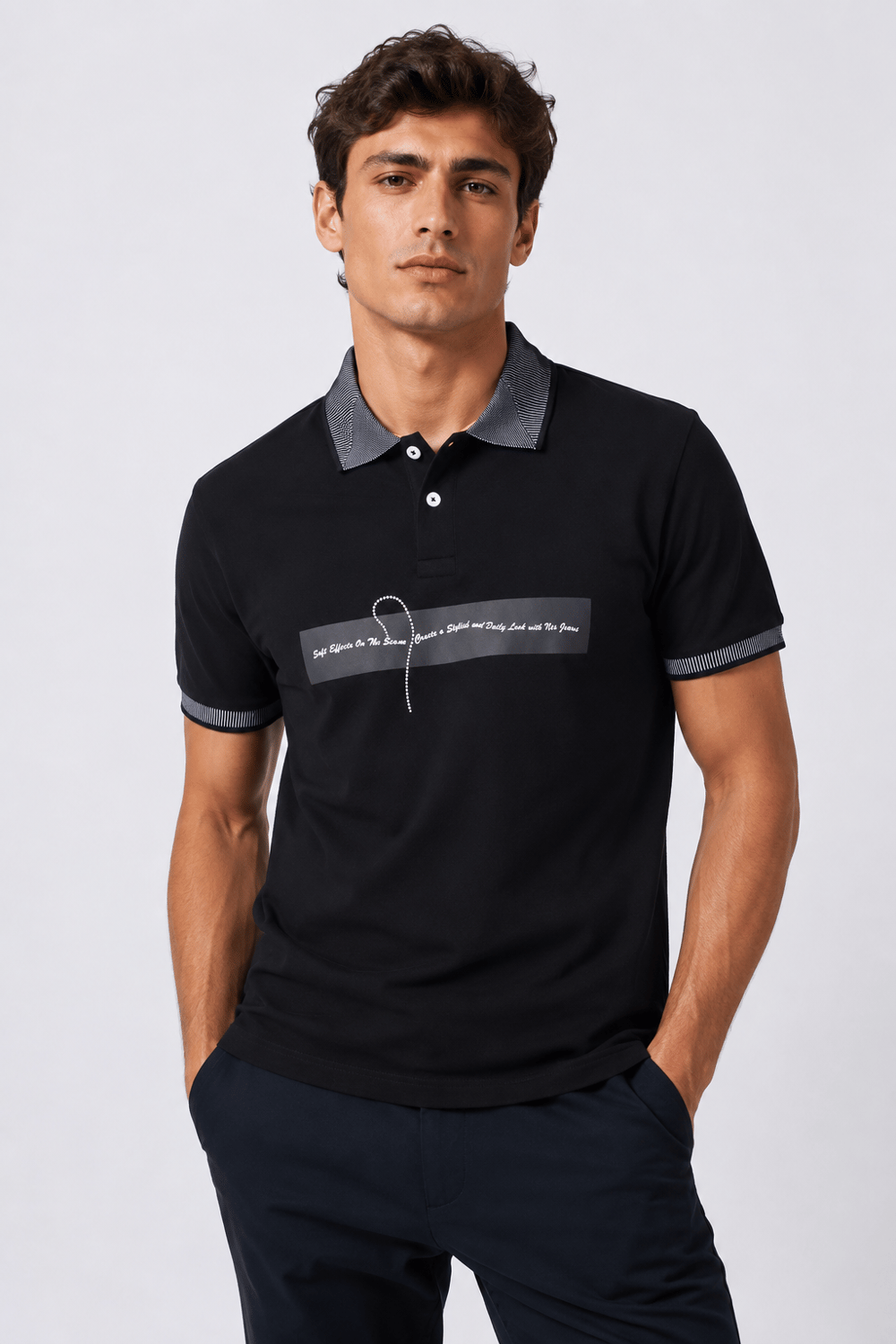 NCS JEANSErkek Polo Yaka Tişört Siyah1280