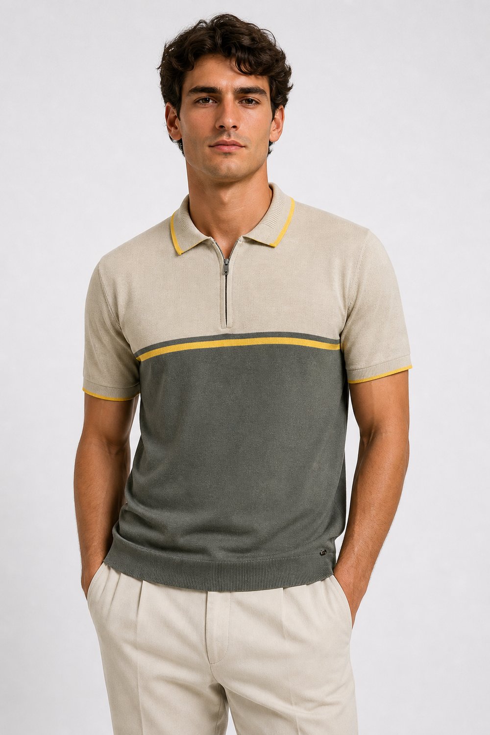 NCS JEANSErkek Polo Yaka Triko Bej1311