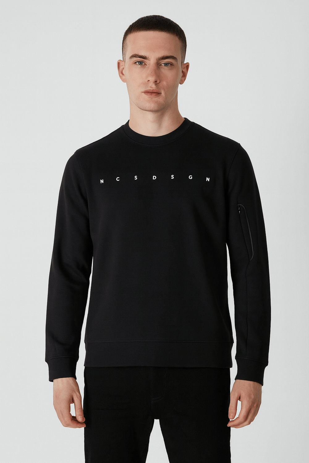 NCS JEANS Erkek Sweatshirt Bisiklet Yaka Fermuar Detaylı NCS DSGN Siyah 1669
