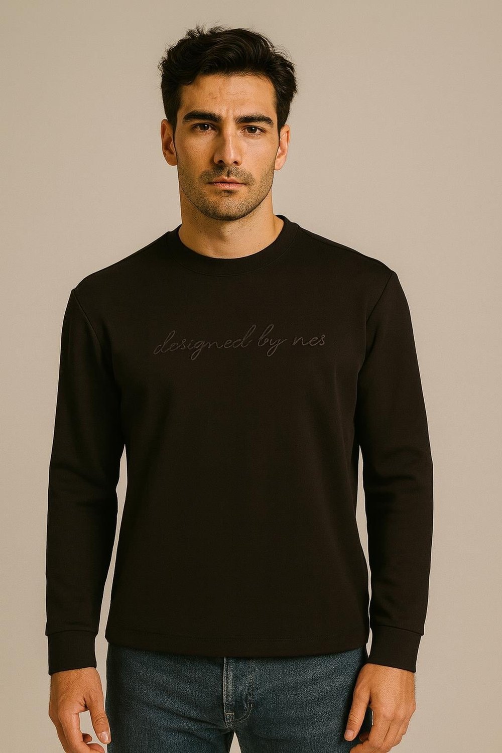 NCS JEANS Erkek Sweatshirt Bisiklet Yaka Siyah 1665