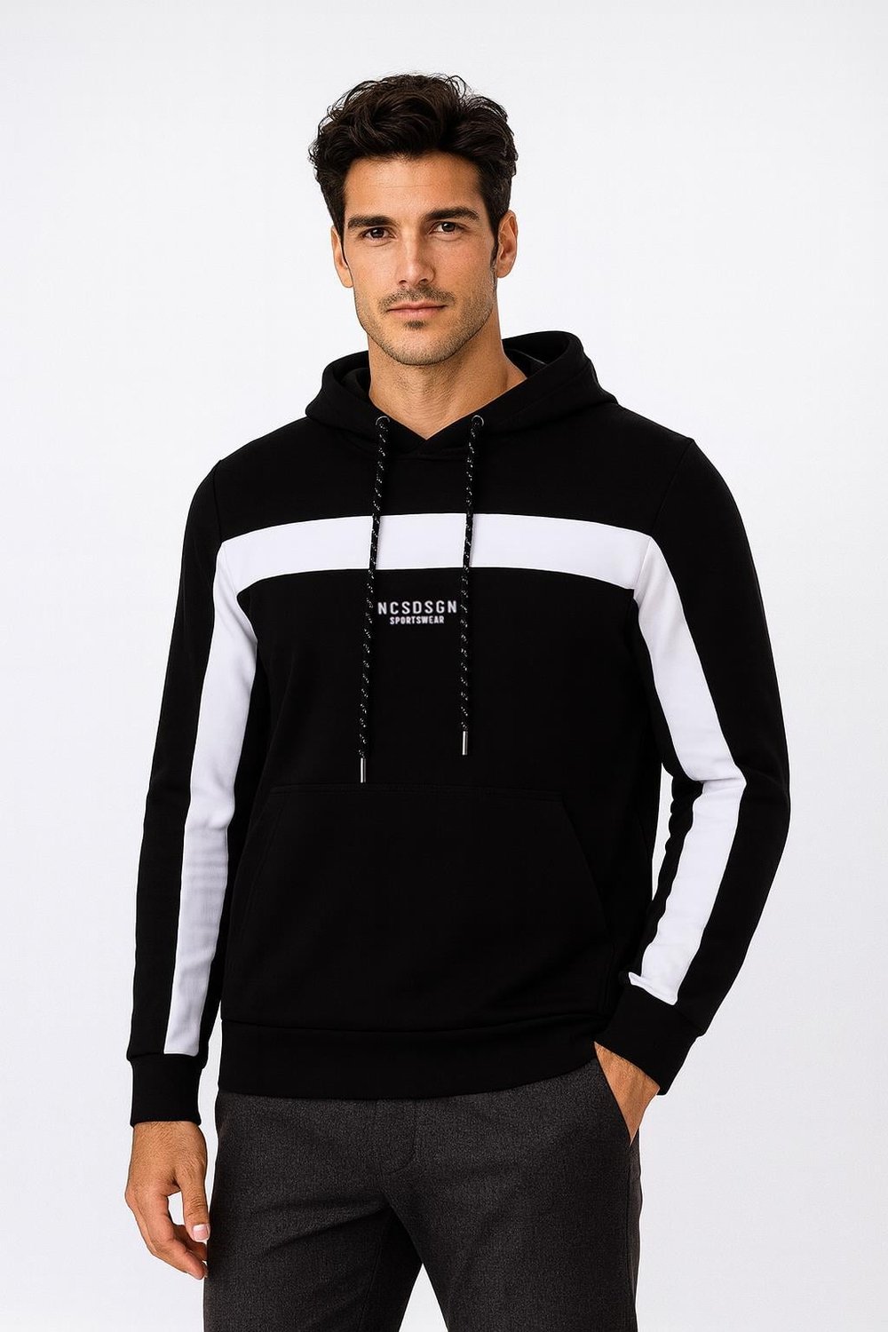 NCS JEANS Erkek Sweatshirt Kapüşonlu Yan Fermuar Detaylı Sportswear Siyah 1658