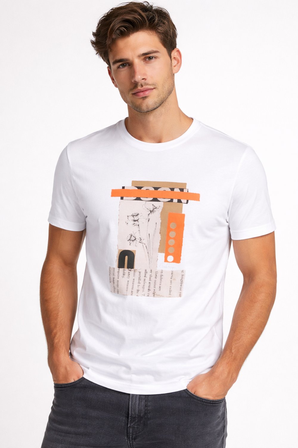 NCS JEANSErkek Tişört Bisiklet Yaka Beyaz %100 Pamuk Slim Fit Baskılı T-shirt NCS JEANS 12281228