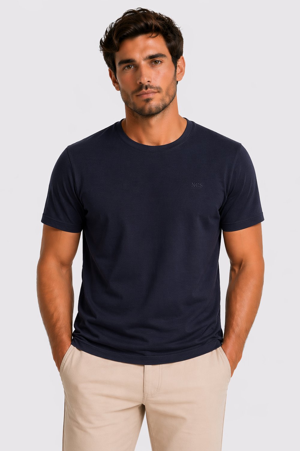 NCS JEANSErkek Tişört Bisiklet Yaka Lacivert Slim Fit %100 Pamuk T-shirt NCS JEANS 12661266