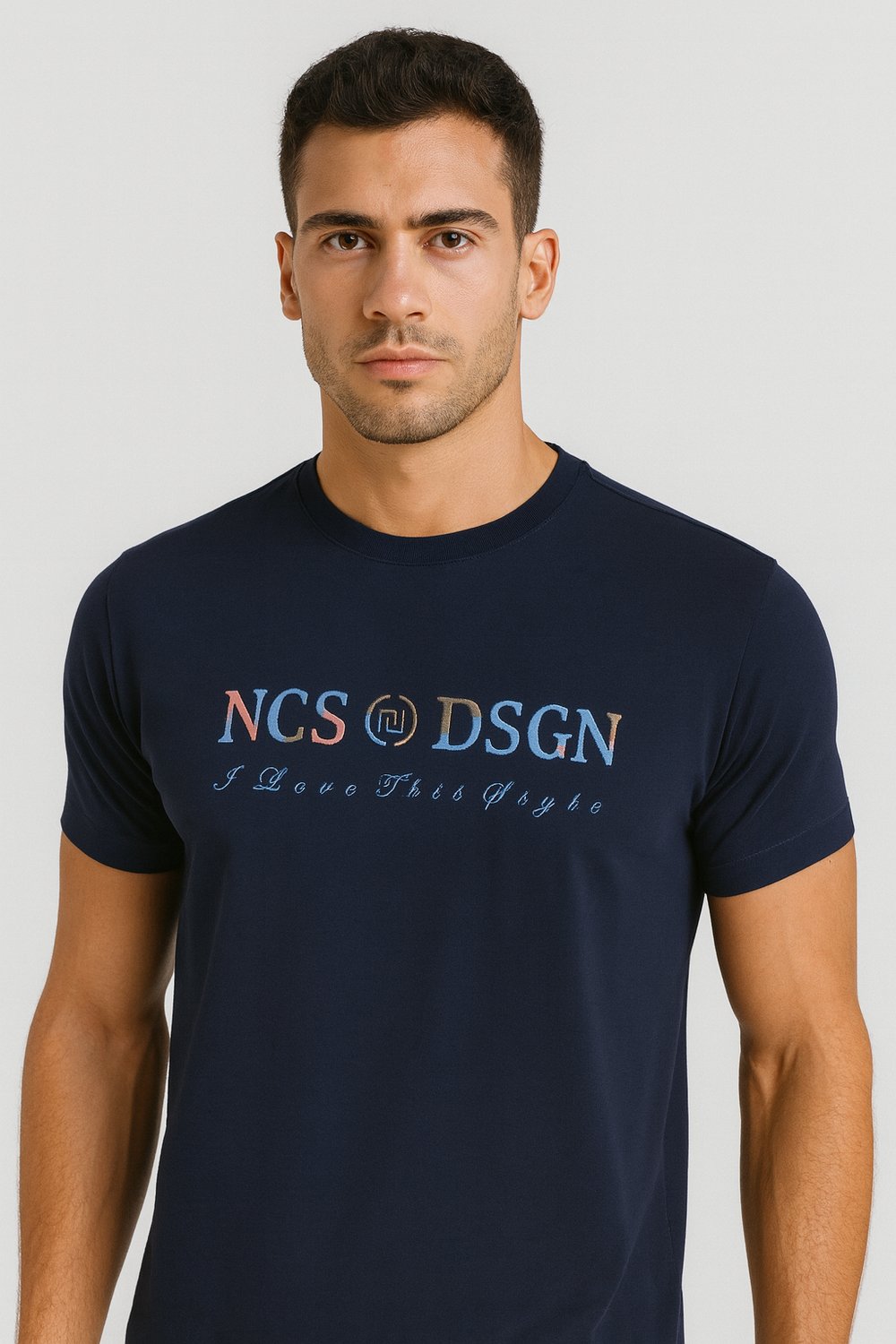NCS JEANSErkek Tişört Bisiklet Yaka Lacivert Slim Fit %100 Pamuk T-shirt NCS JEANS 13031303