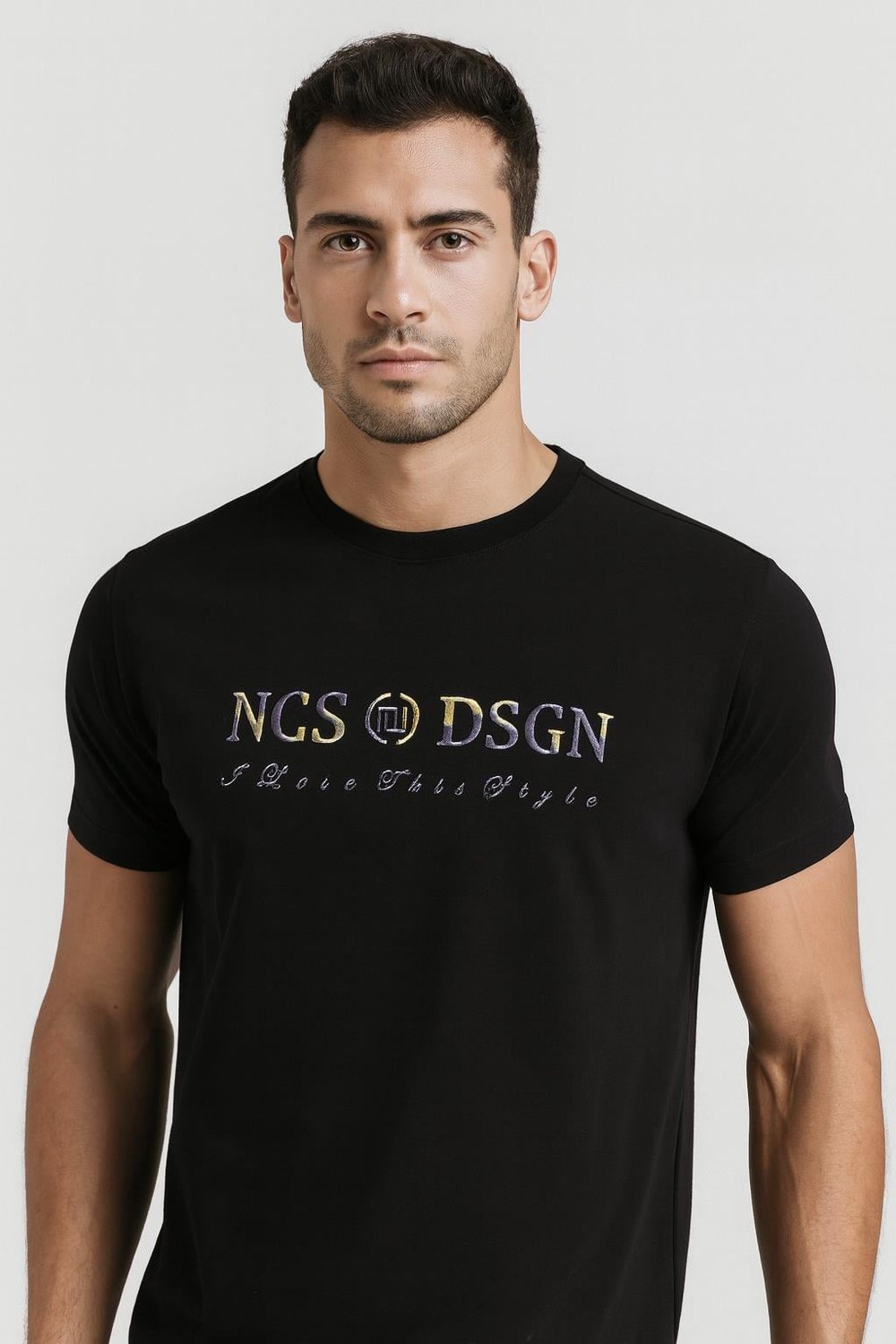 NCS JEANSErkek Tişört Bisiklet Yaka Siyah Slim Fit %100 Pamuk T-shirt NCS JEANS 13031303