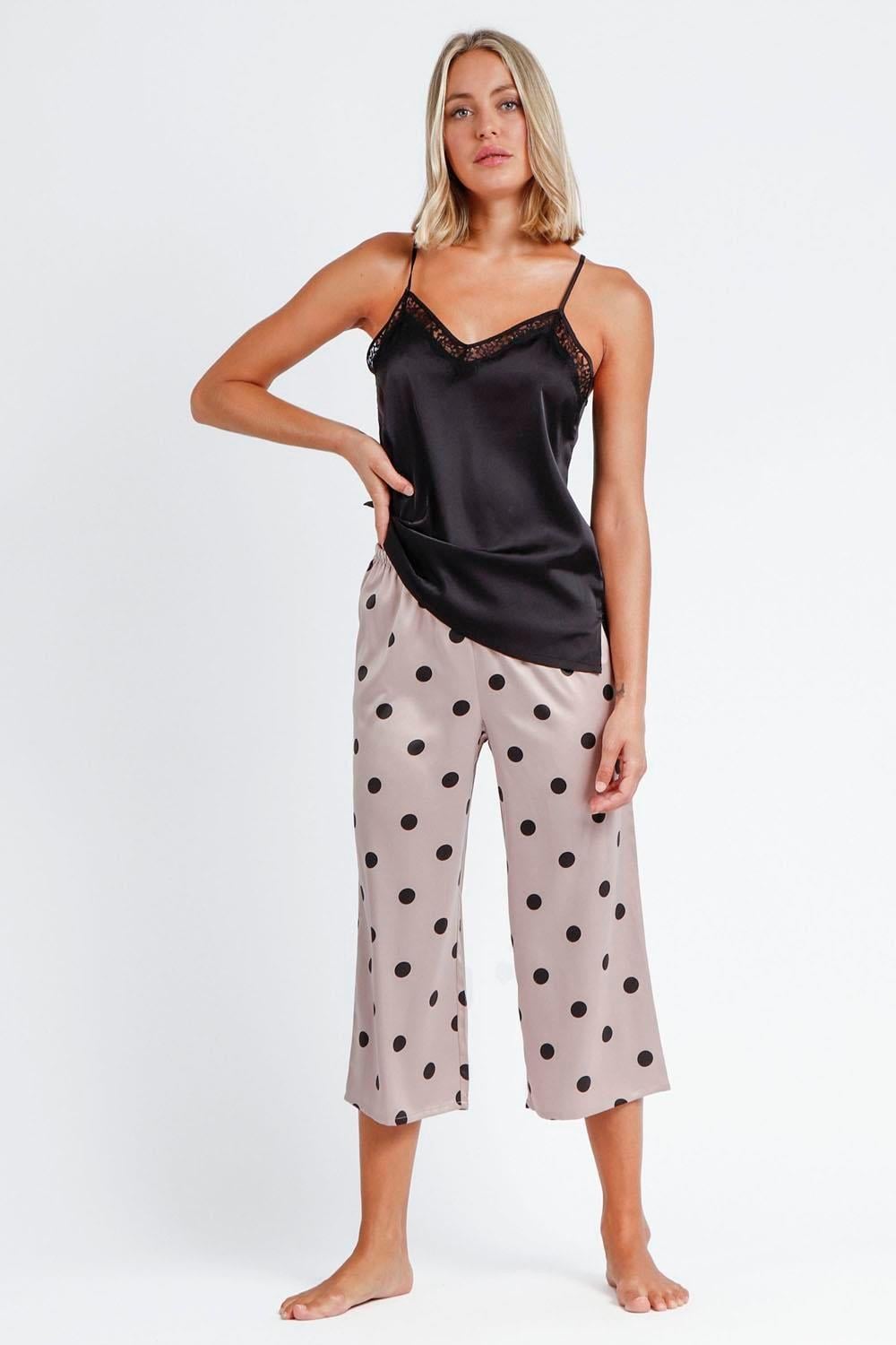 Admas Elegant Dots Kadın Pijama Takımı Siyah