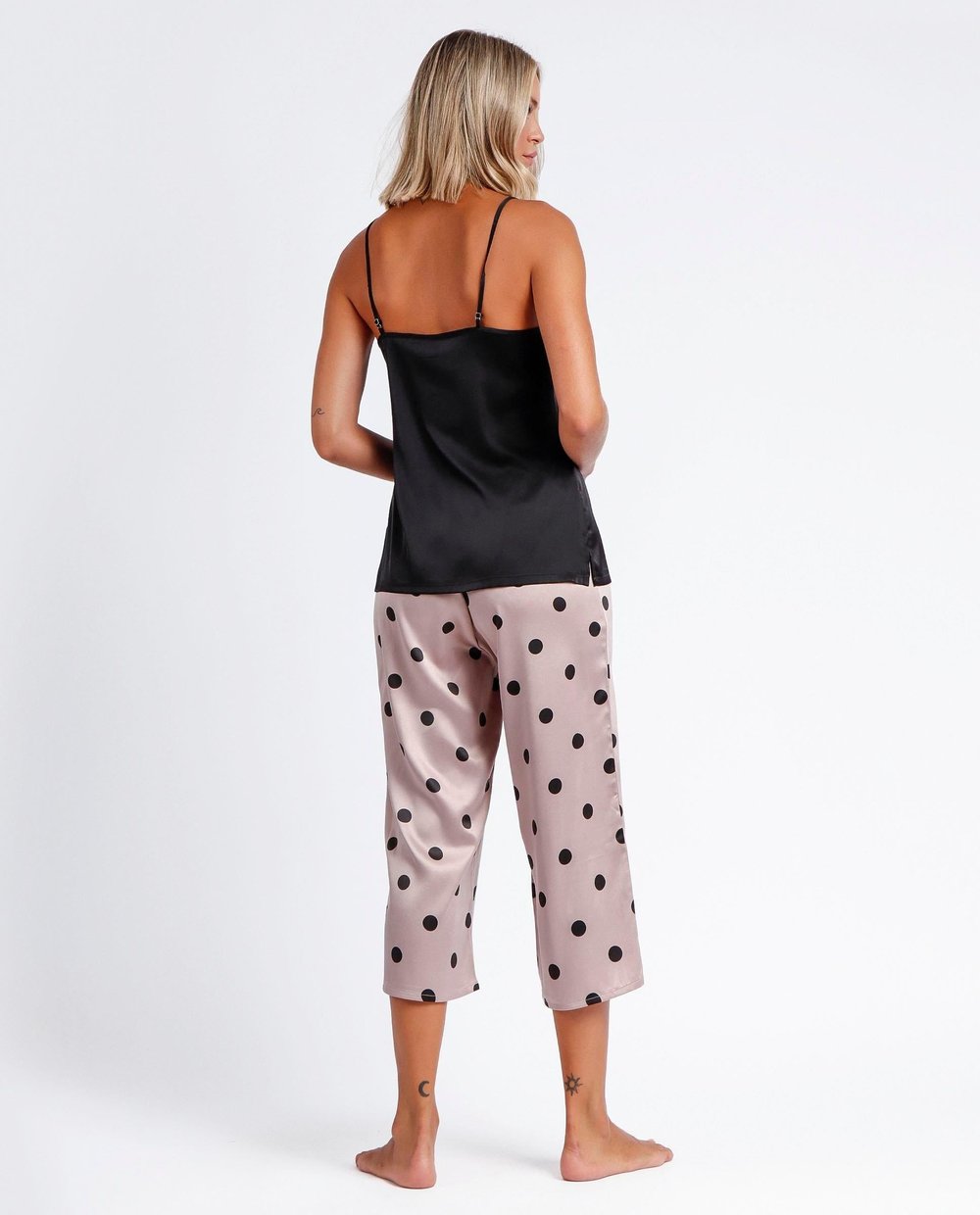 Admas Elegant Dots Kadın Pijama Takımı Siyah