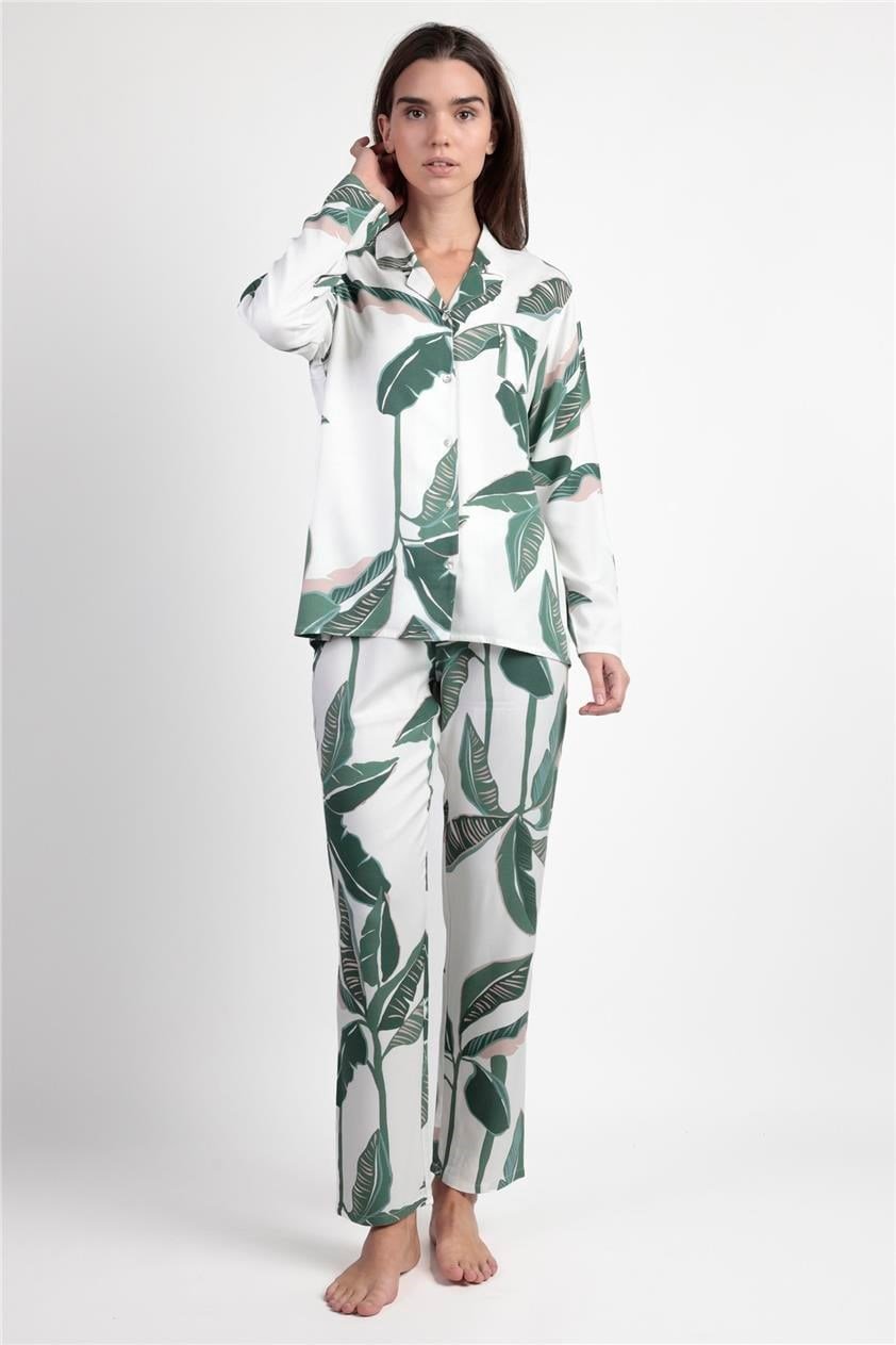 Admas Luxury Leaves Kadın Pijama Takımı Çok Renkli