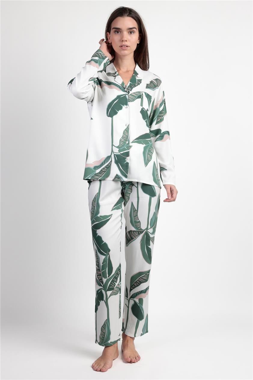 Admas Luxury Leaves Kadın Pijama Takımı Çok Renkli