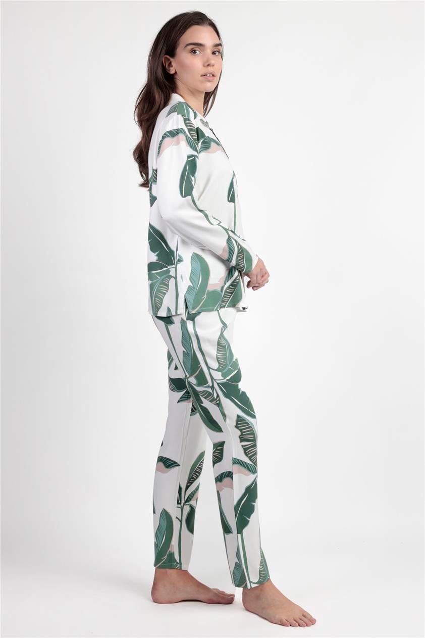 Admas Luxury Leaves Kadın Pijama Takımı Çok Renkli