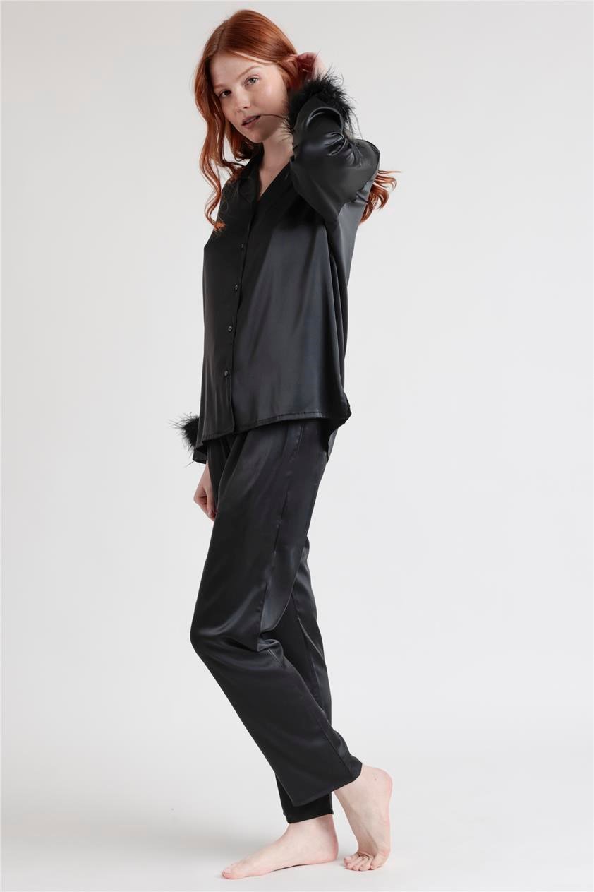 Admas Marabu Luxe Kadın Pijama Takımı Siyah