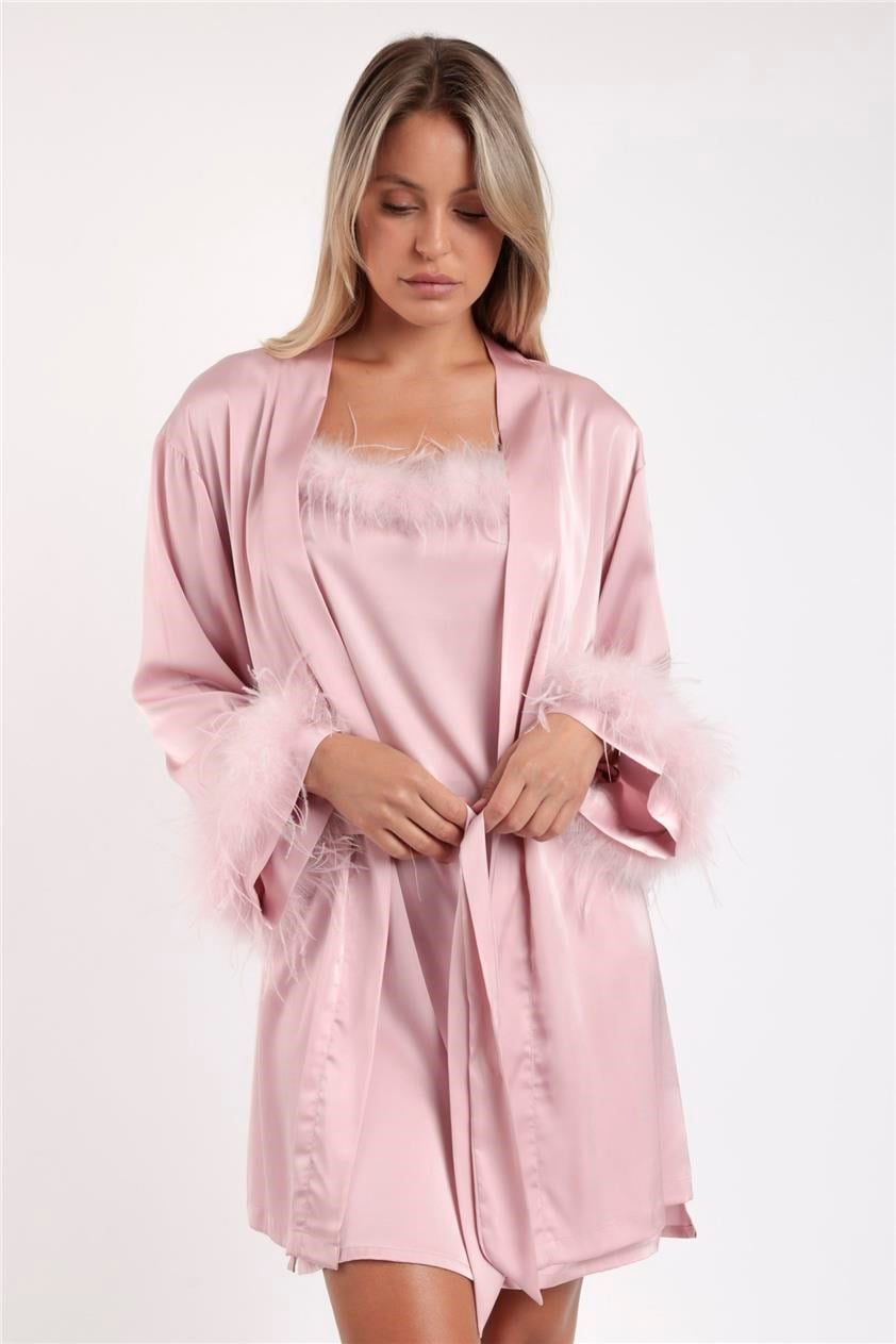 Admas Marabu Luxe Kadın Sabahlık Pembe