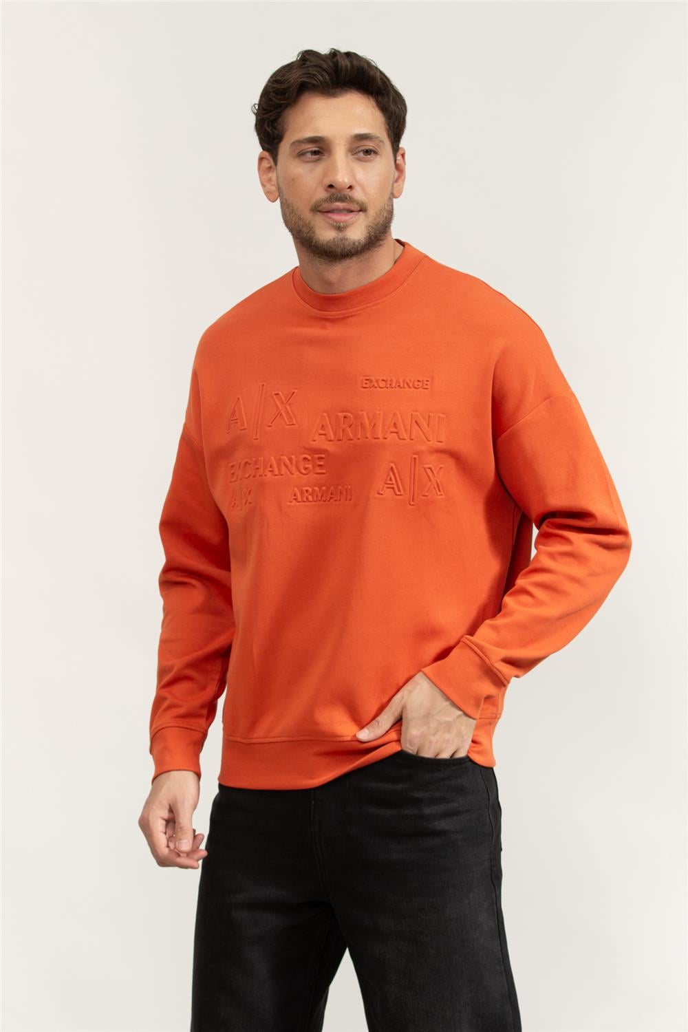 Armani Exchange Erkek Bisiklet Yaka Sweatshirt Turuncu