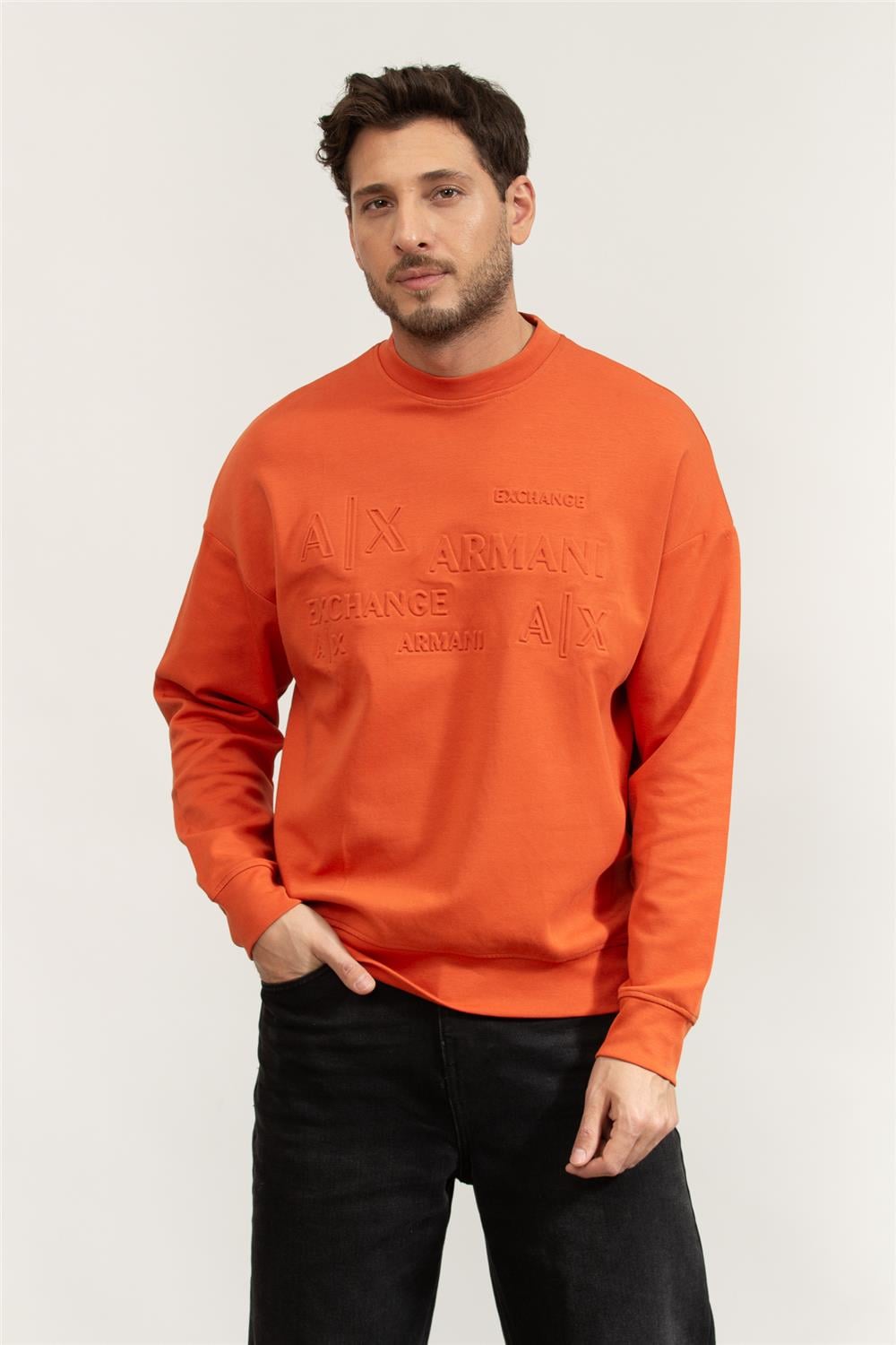 Armani Exchange Erkek Bisiklet Yaka Sweatshirt Turuncu