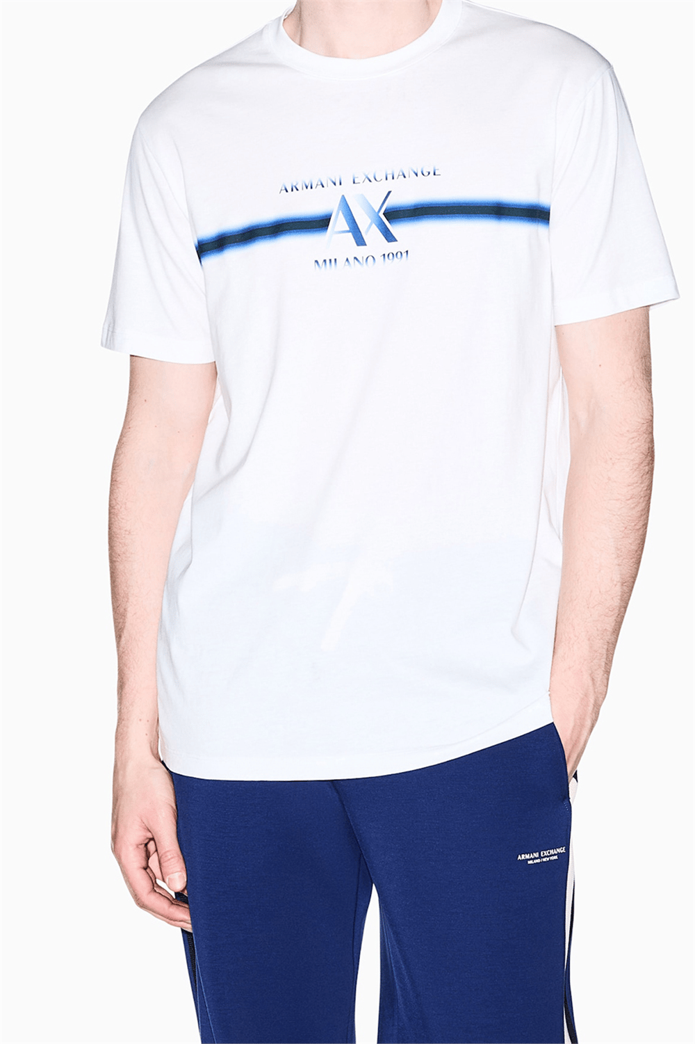 Armani Exchange Erkek Bisiklet Yaka T-Shirt Beyaz