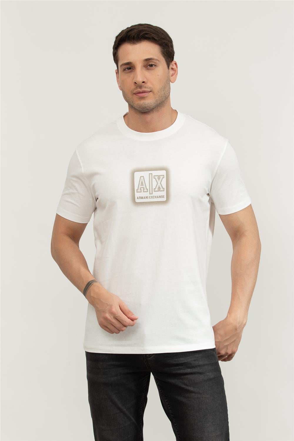Armani Exchange Erkek Bisiklet Yaka T-Shirt Beyaz