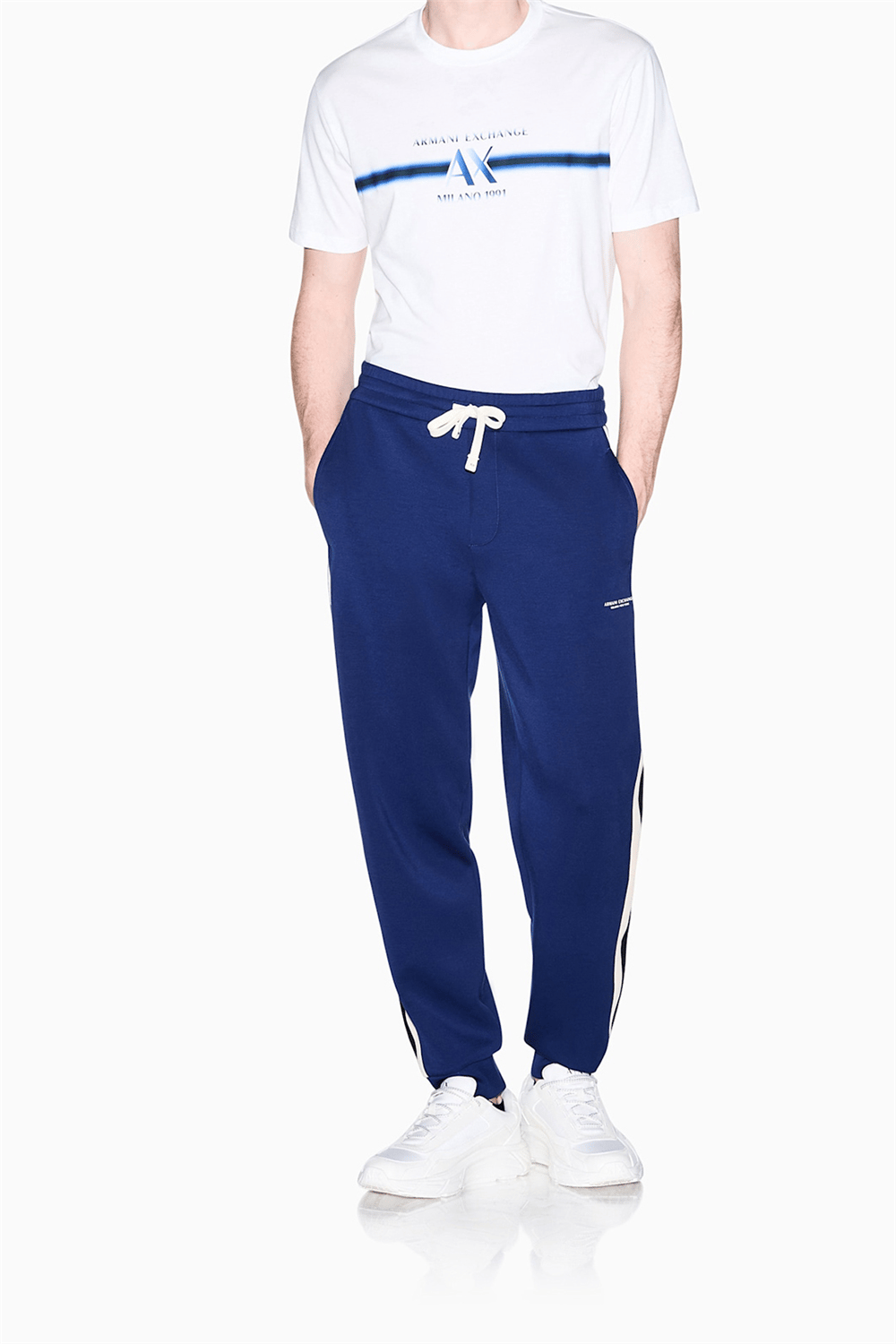Armani Exchange Erkek Bisiklet Yaka T-Shirt Beyaz