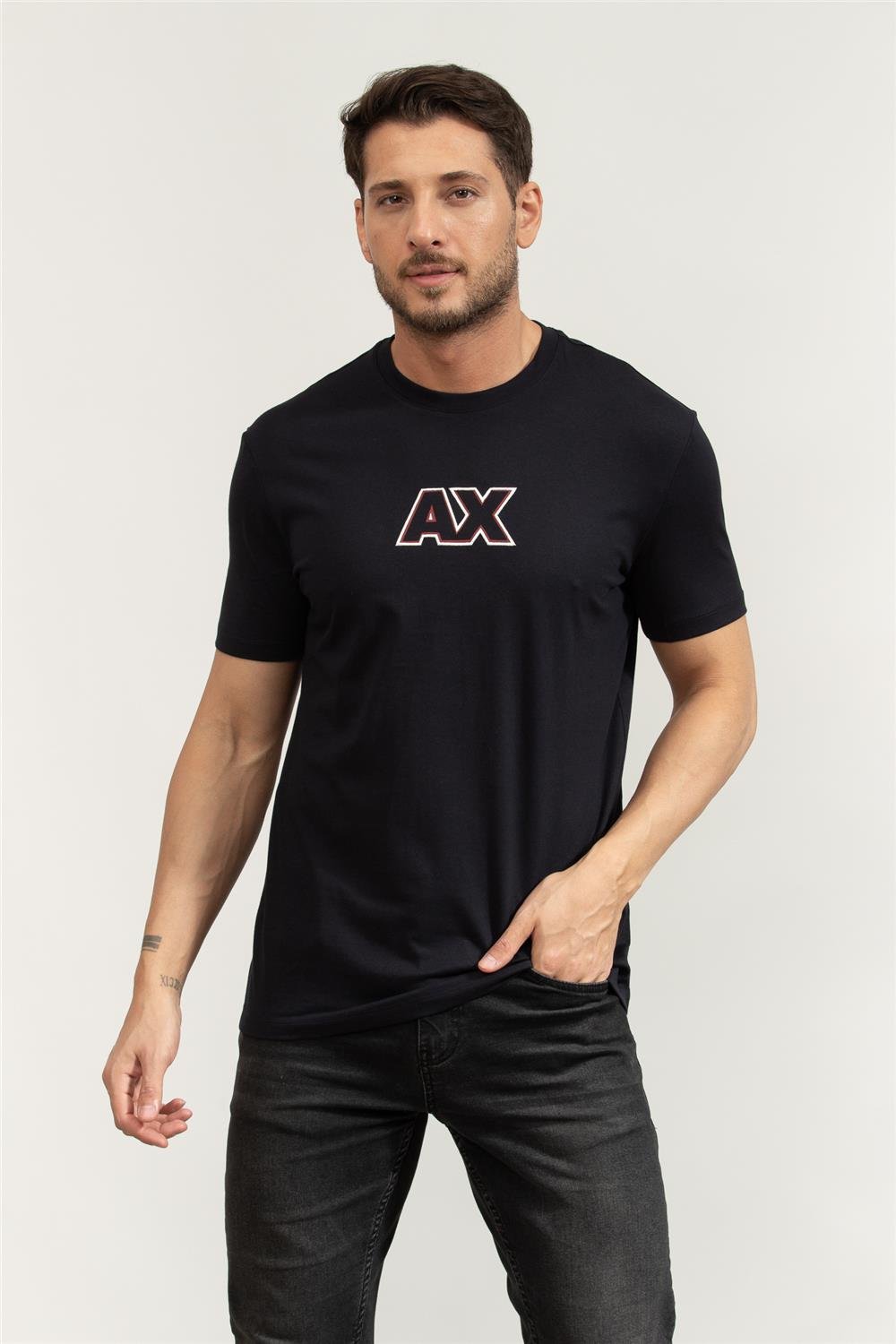 Armani Exchange Erkek Bisiklet Yaka T-Shirt Lacivert