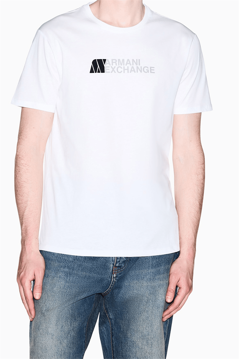 Armani Exchange Erkek Bisiklet Yaka T-Shirt Beyaz