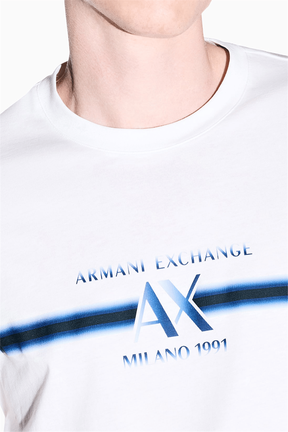 Armani Exchange Erkek Bisiklet Yaka T-Shirt Beyaz