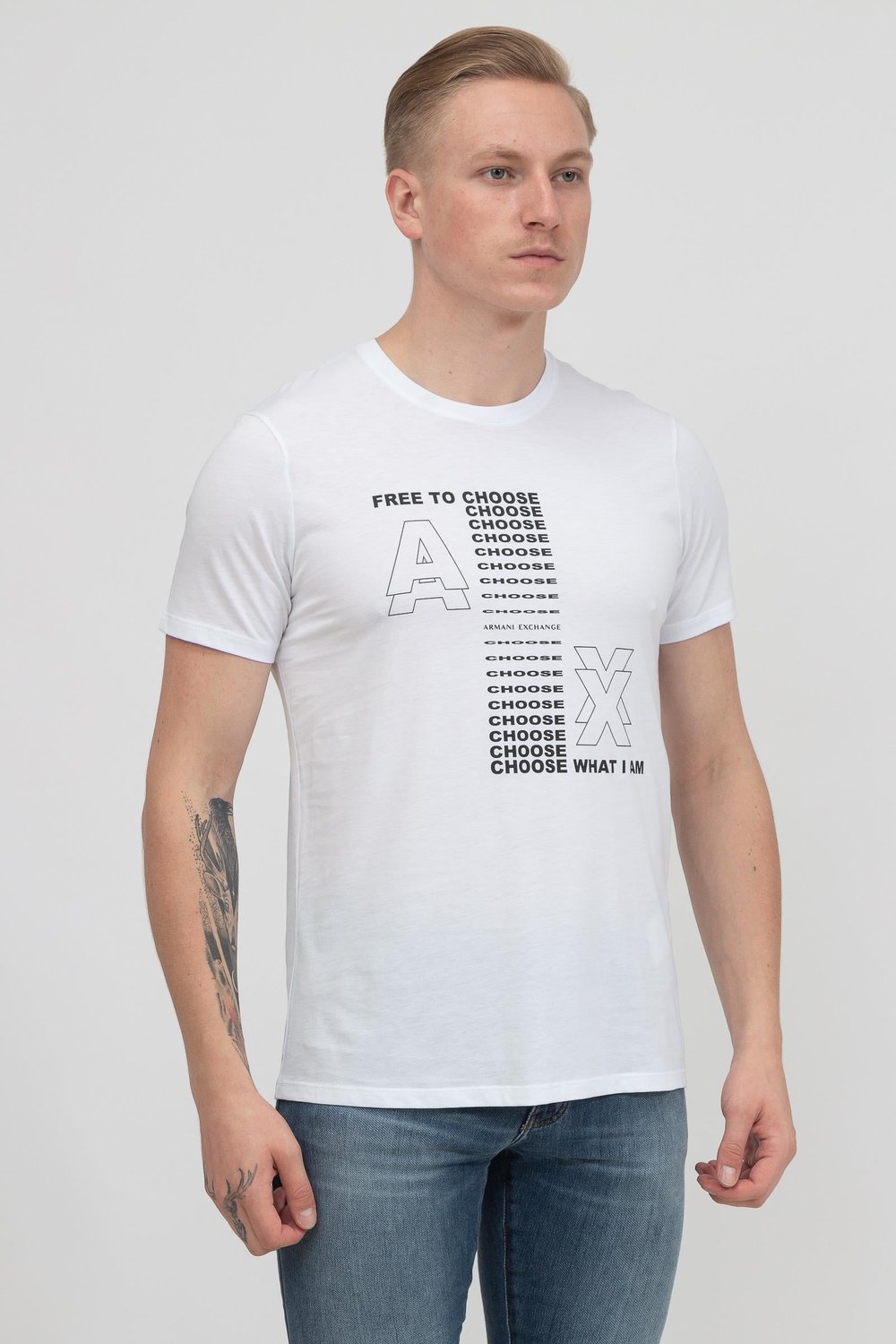 Armani Exchange Erkek Bisiklet Yaka T-Shirt Beyaz