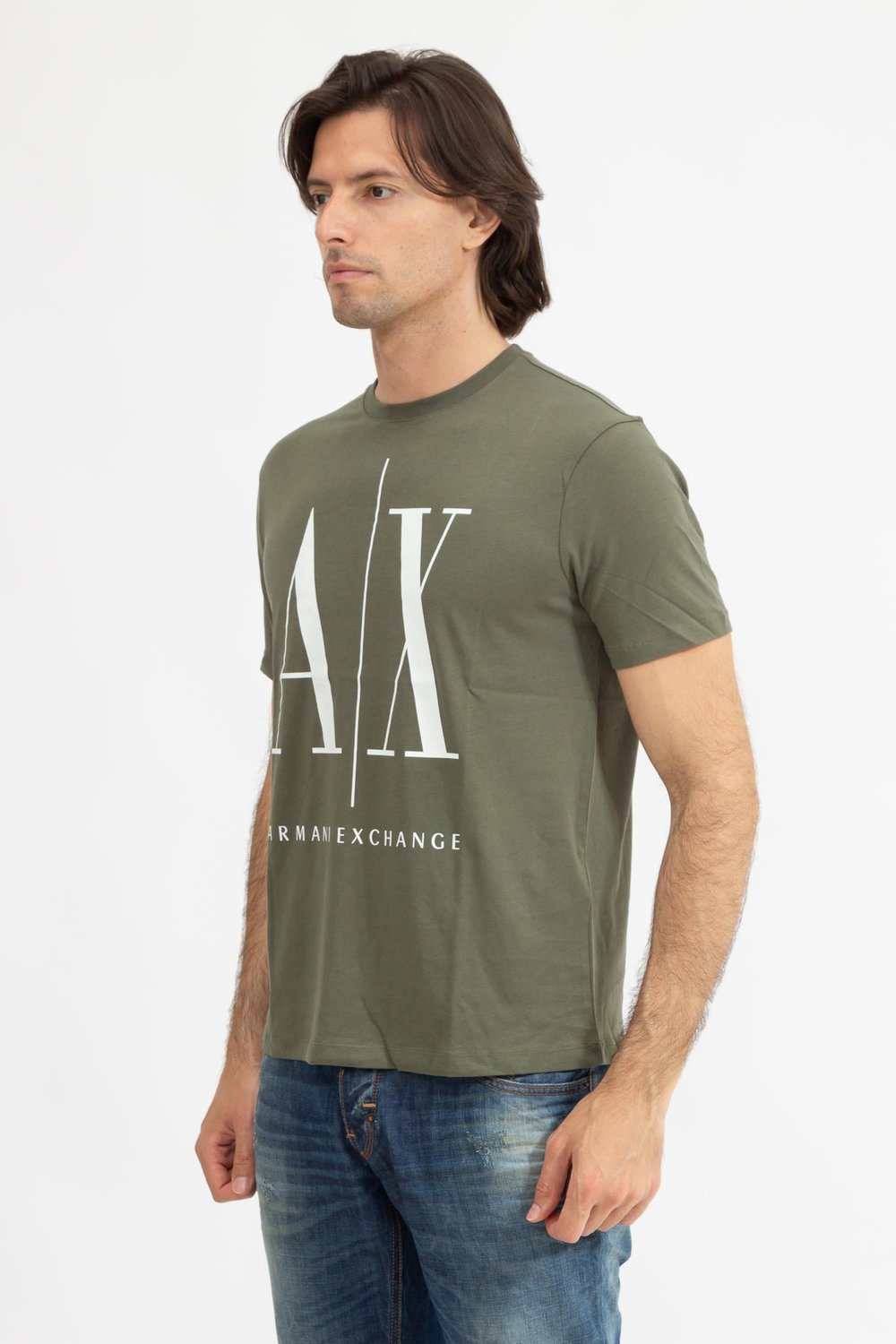 Armani Exchange Erkek Bisiklet Yaka T-Shirt Yeşil