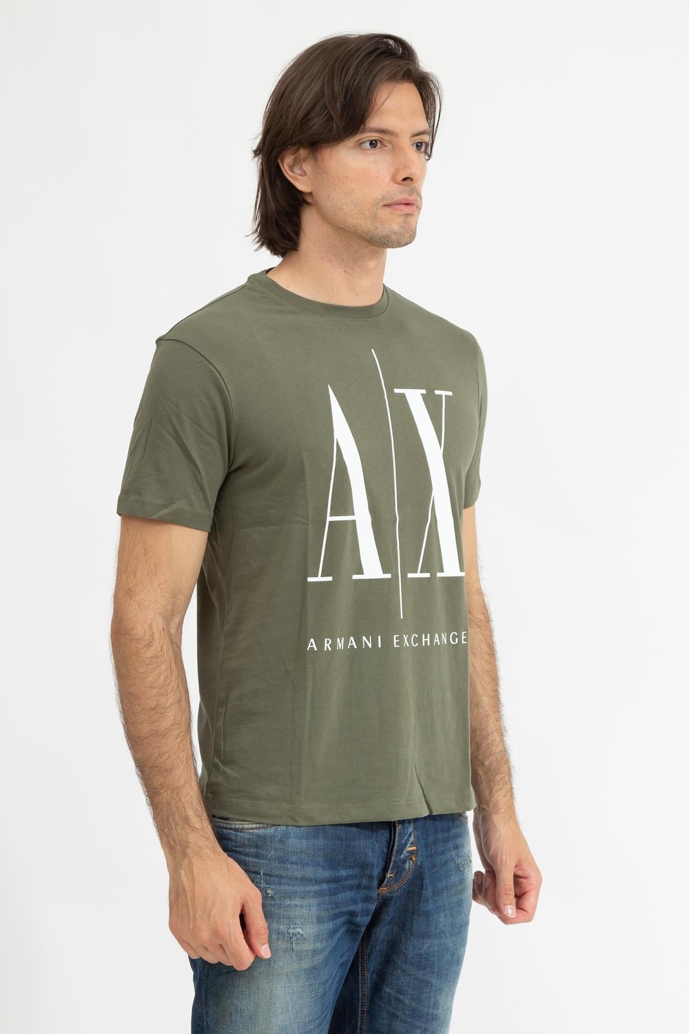 Armani Exchange Erkek Bisiklet Yaka T-Shirt Yeşil