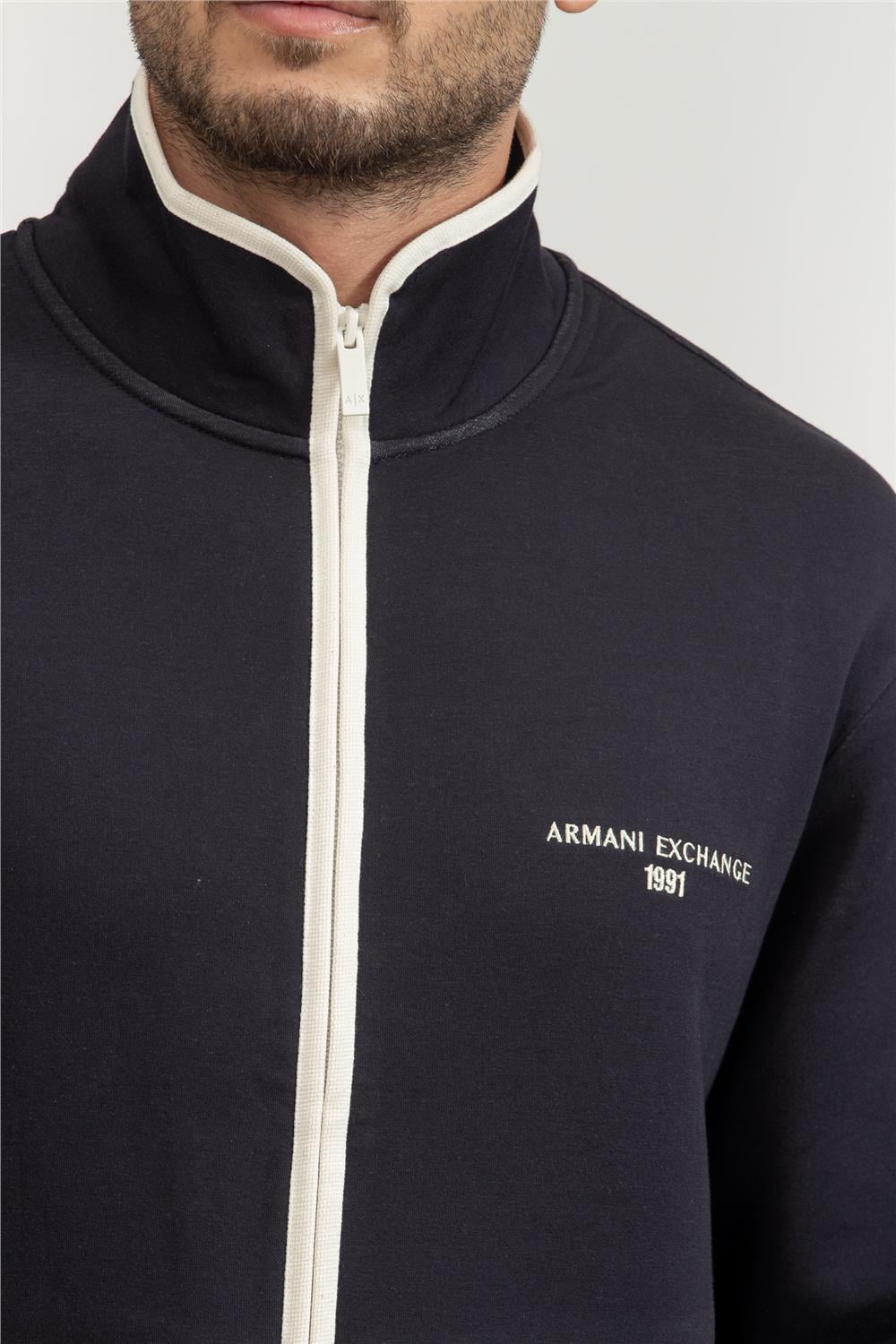 Armani Exchange Erkek Fermuarlı Sweatshirt Lacivert