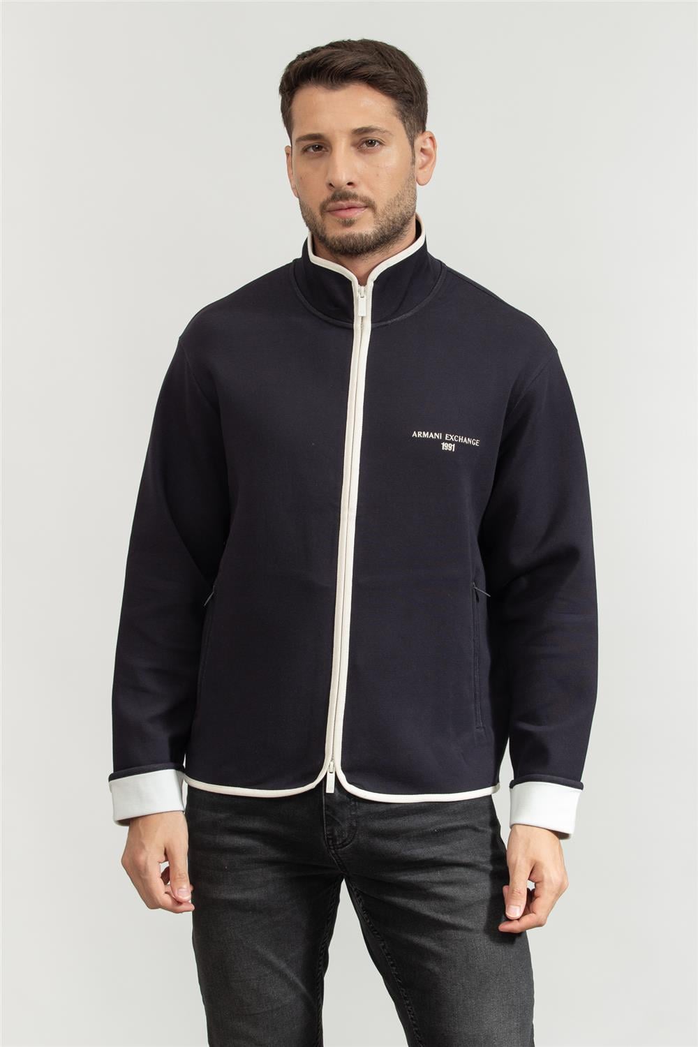 Armani Exchange Erkek Fermuarlı Sweatshirt Lacivert