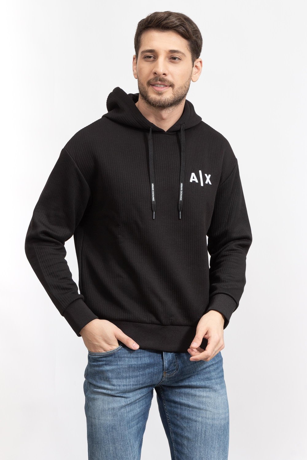 Armani Exchange Erkek Kapüşonlu Sweatshirt Siyah