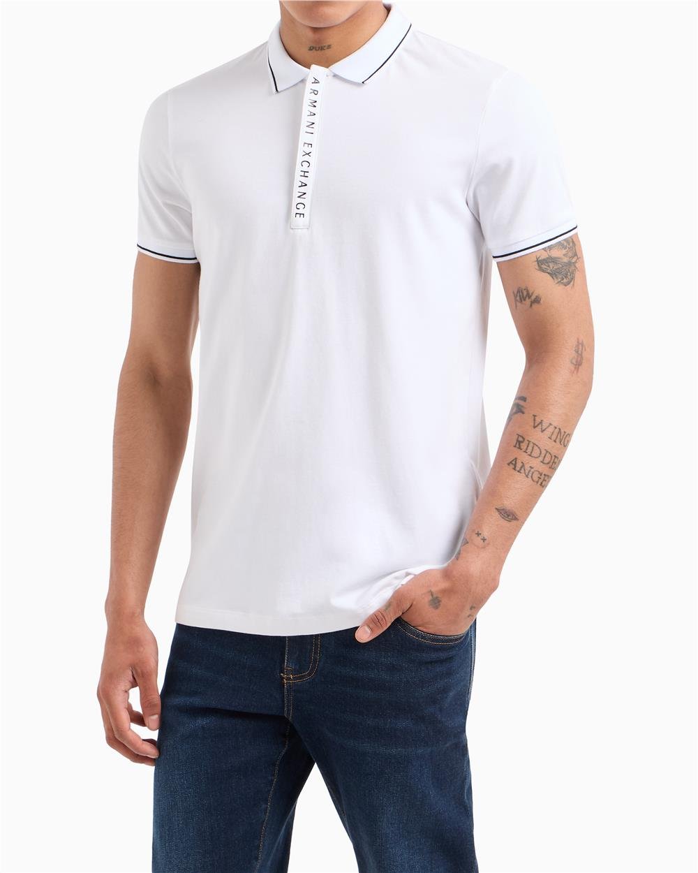 Armani Exchange Erkek Polo Yaka T-Shirt Beyaz