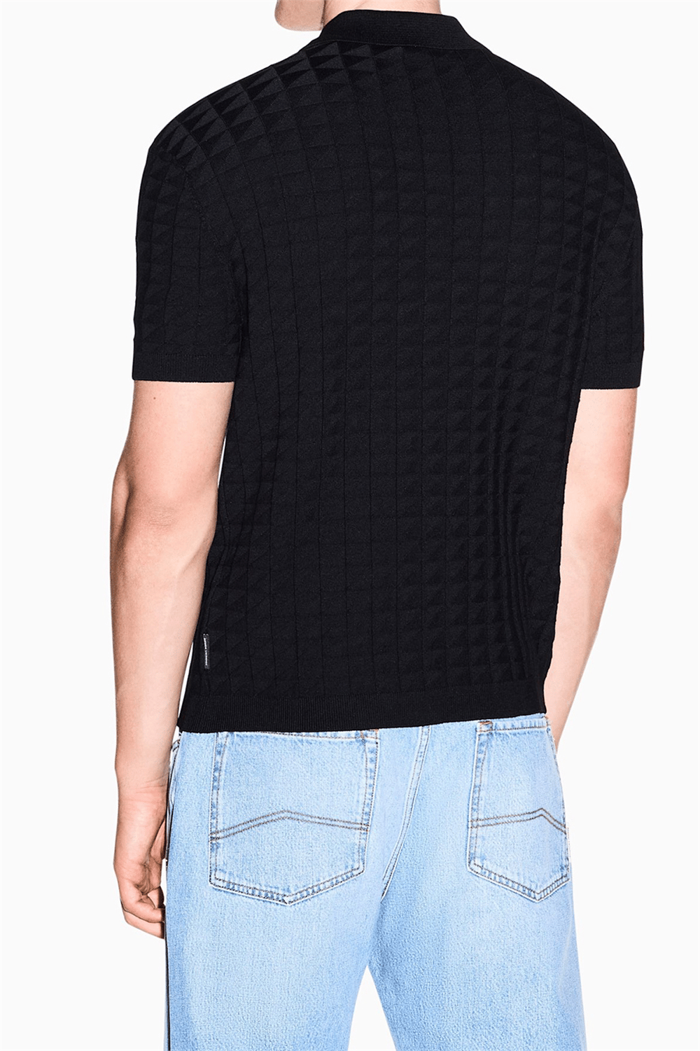 Armani Exchange Erkek Polo Yaka Triko Siyah