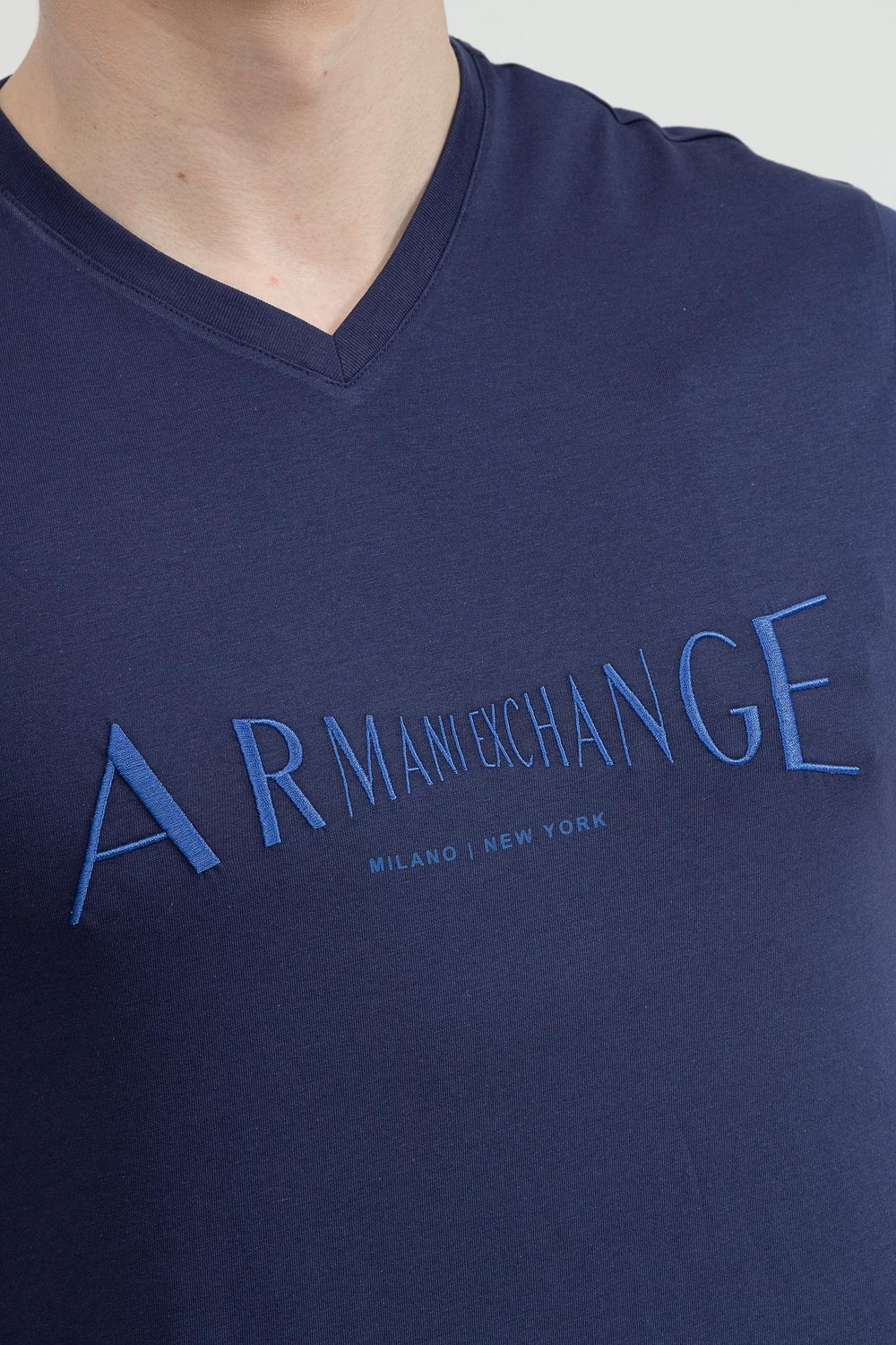 Armani Exchange Erkek V Yaka T-Shirt Mavi