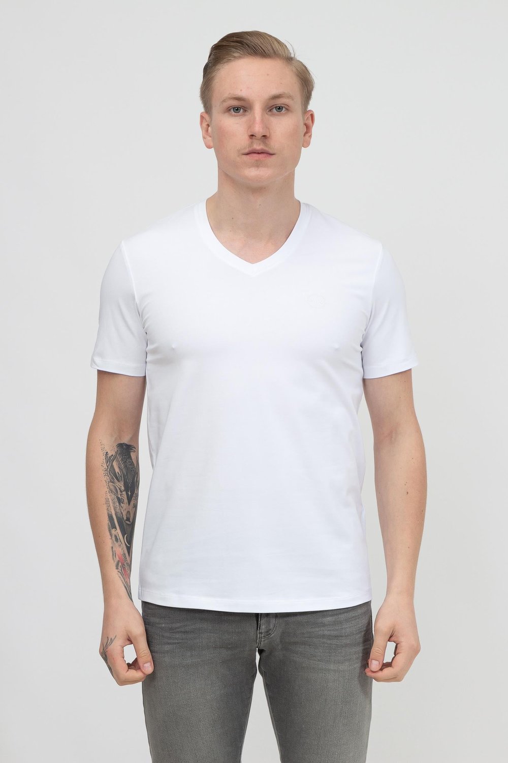 Armani Exchange Erkek V Yaka T-Shirt Beyaz
