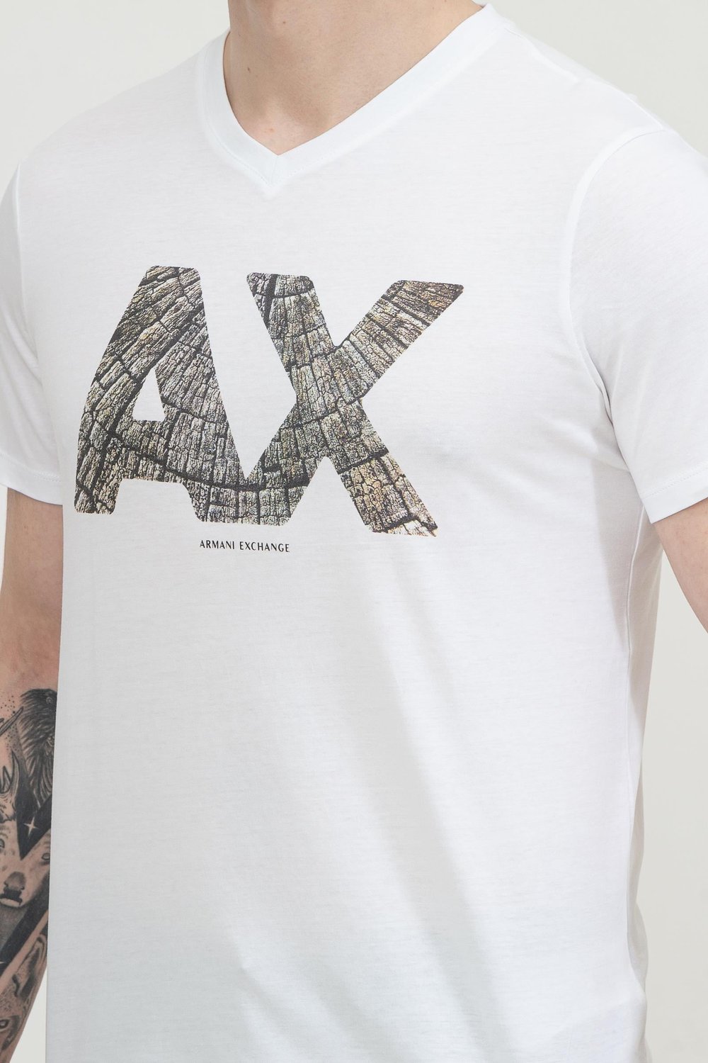 Armani Exchange Erkek V Yaka T-Shirt Beyaz