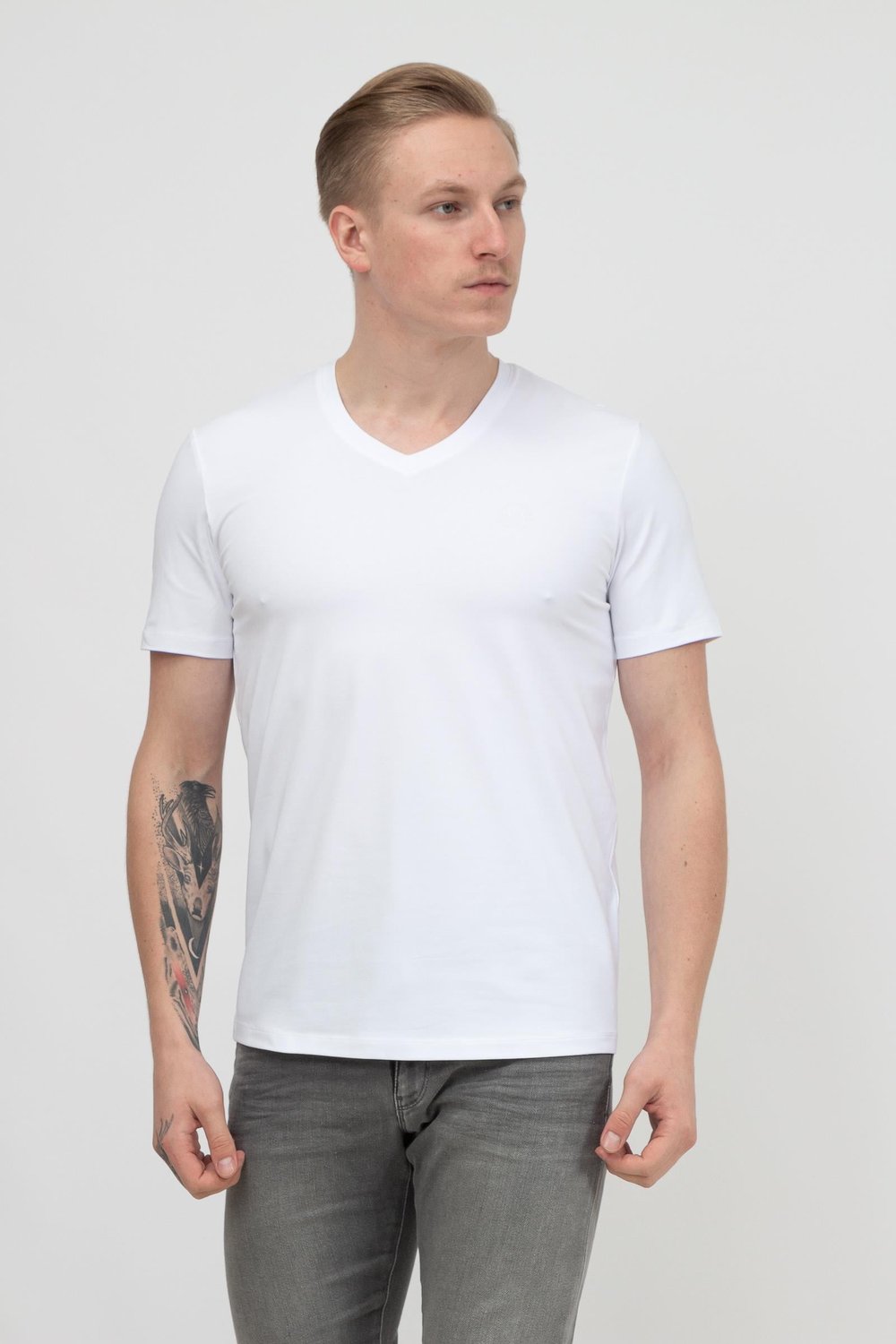 Armani Exchange Erkek V Yaka T-Shirt Beyaz