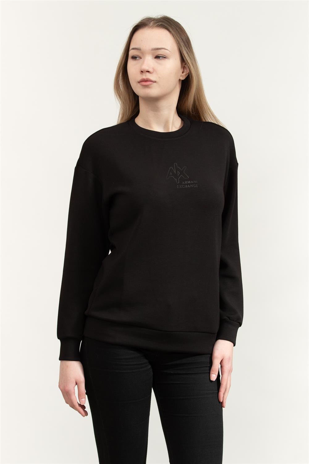 Armani Exchange Kadın Bisiklet Yaka Sweatshirt Siyah