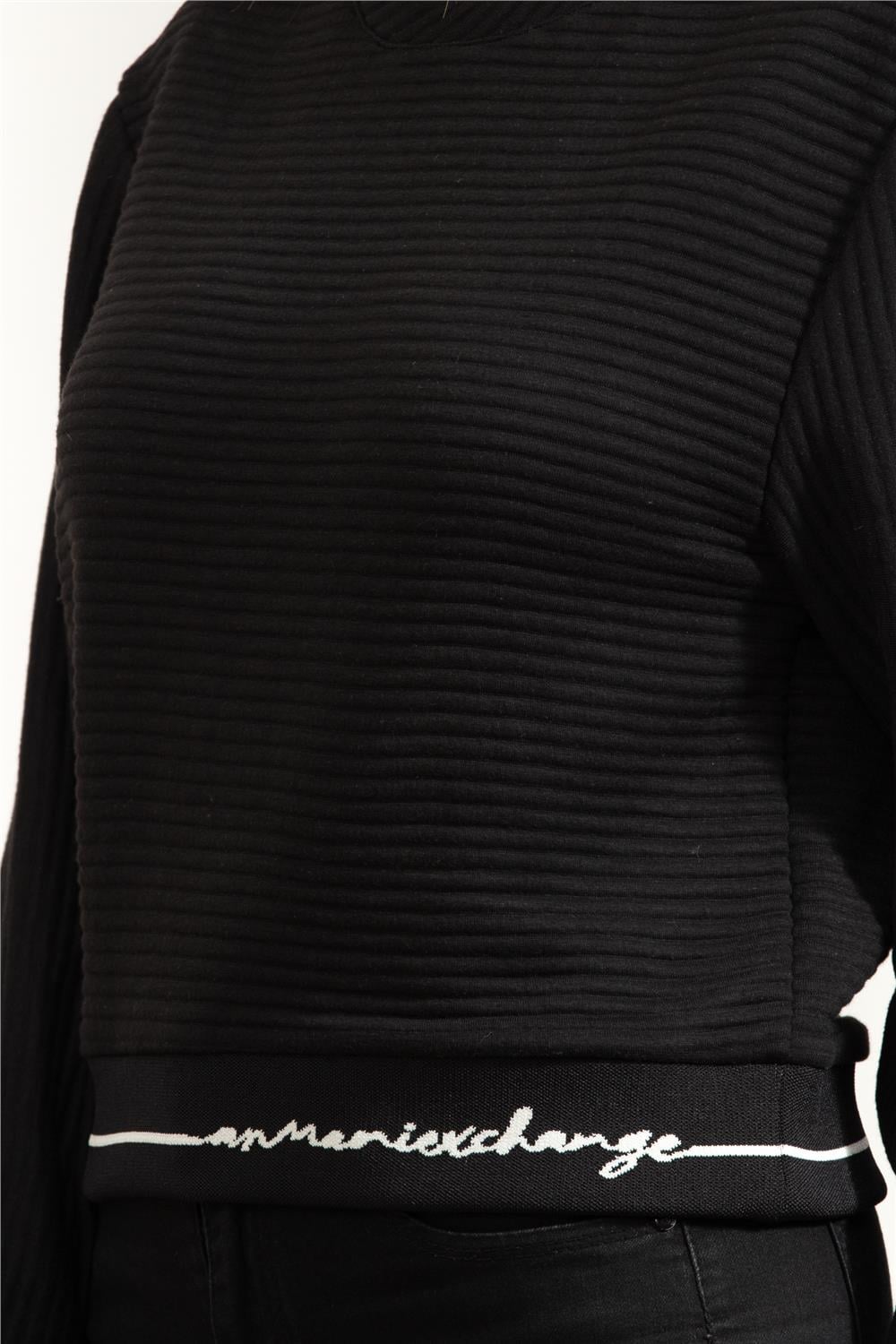 Armani Exchange Kadın Bisiklet Yaka Sweatshirt Siyah