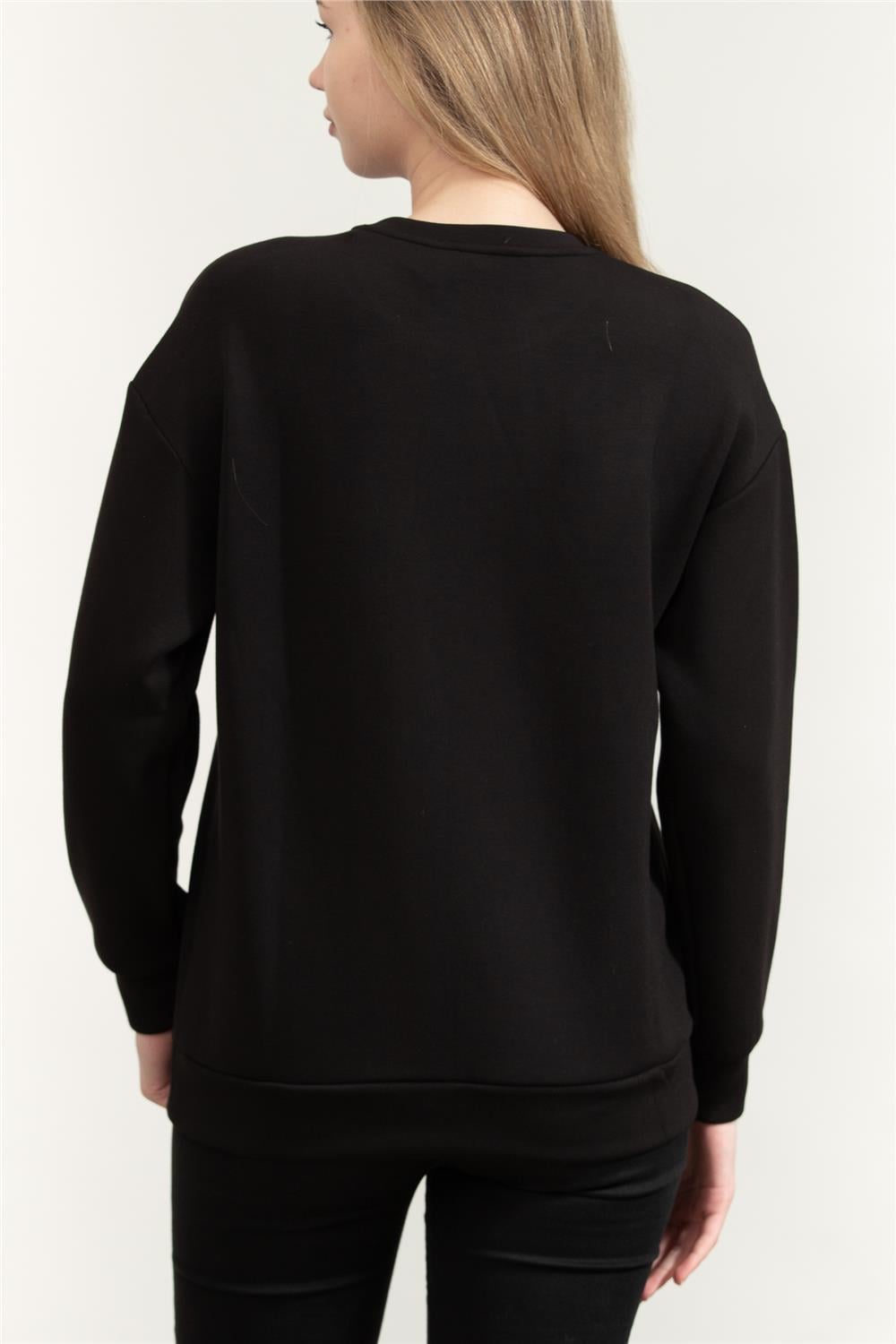 Armani Exchange Kadın Bisiklet Yaka Sweatshirt Siyah