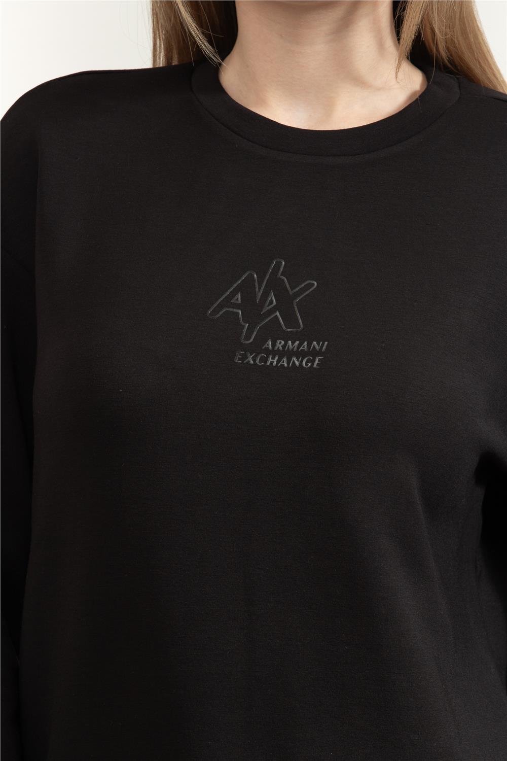 Armani Exchange Kadın Bisiklet Yaka Sweatshirt Siyah