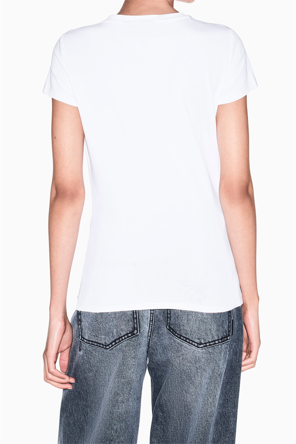 Armani Exchange Kadın Bisiklet Yaka T-Shirt Beyaz
