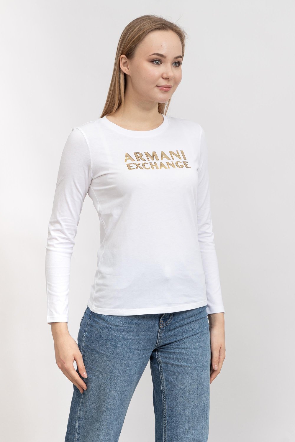 Armani Exchange Kadın Bisiklet Yaka T-Shirt Beyaz
