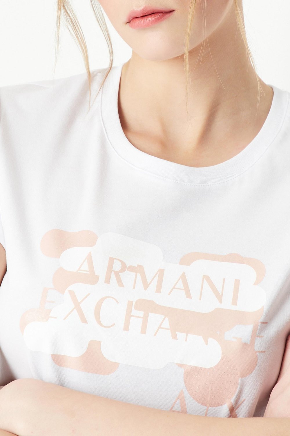 Armani Exchange Kadın Bisiklet Yaka T-Shirt Beyaz