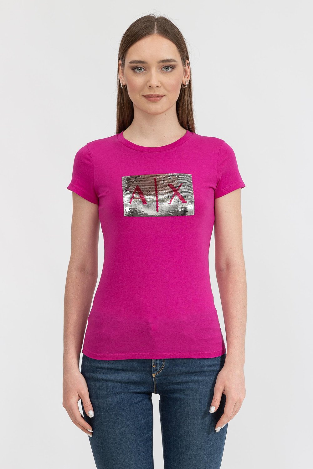 Armani Exchange Kadın Bisiklet Yaka T-Shirt Pembe