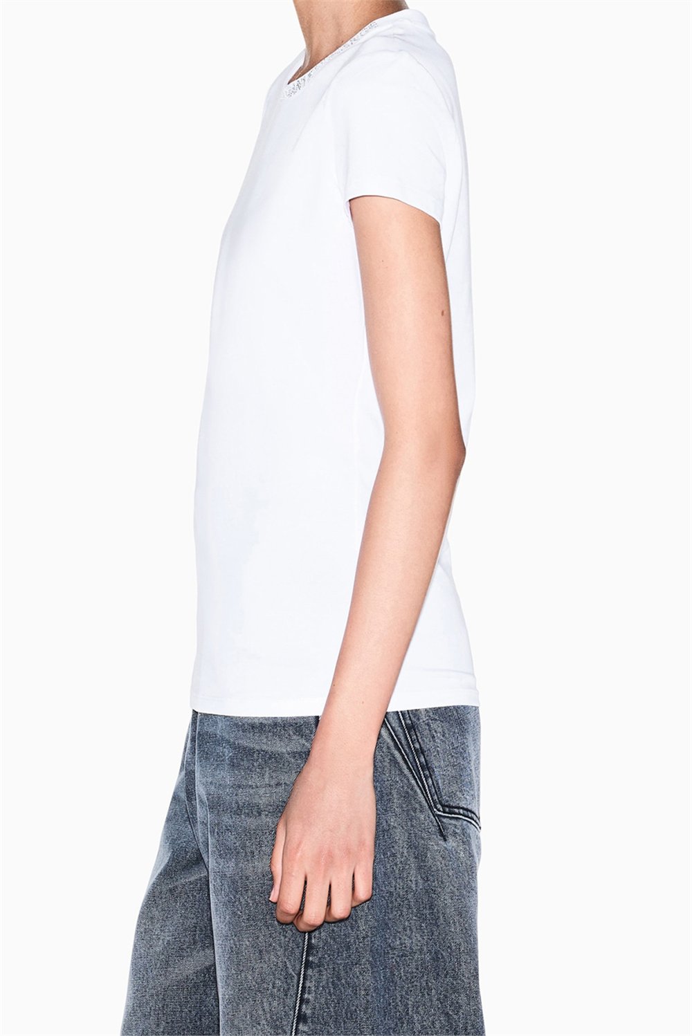 Armani Exchange Kadın Bisiklet Yaka T-Shirt Beyaz