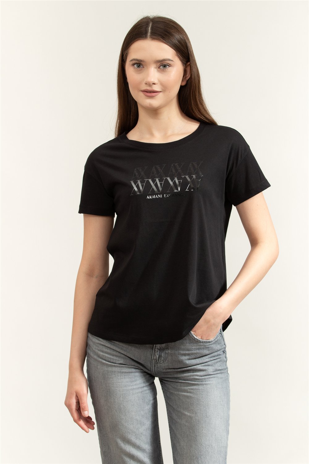 Armani Exchange Kadın Bisiklet Yaka T-Shirt Siyah