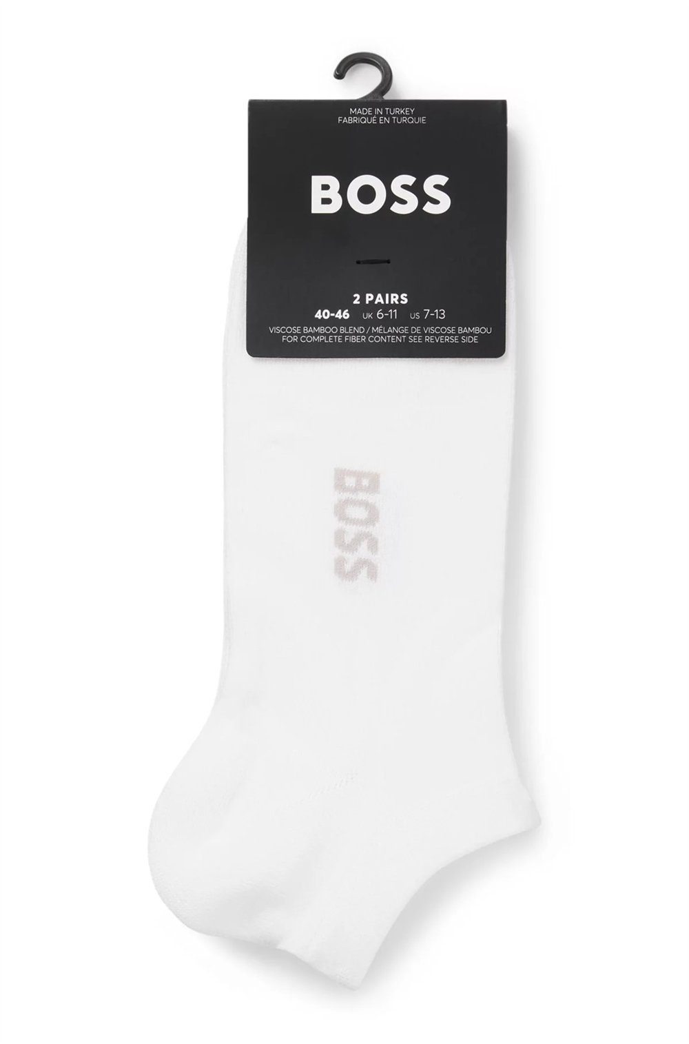 BOSS 2P As Logo Bamboo Erkek 2li Çorap Beyaz