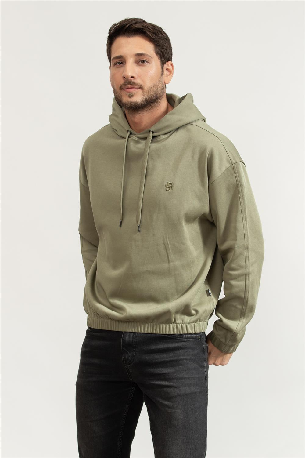 BOSS C-Stevens Erkek Kapüşonlu Sweatshirt Yeşil