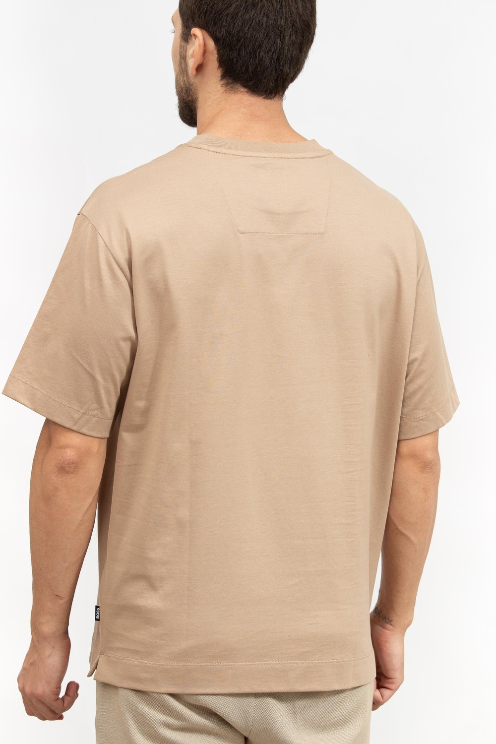 Boss Erkek Bisiklet Yaka T-Shirt Bej