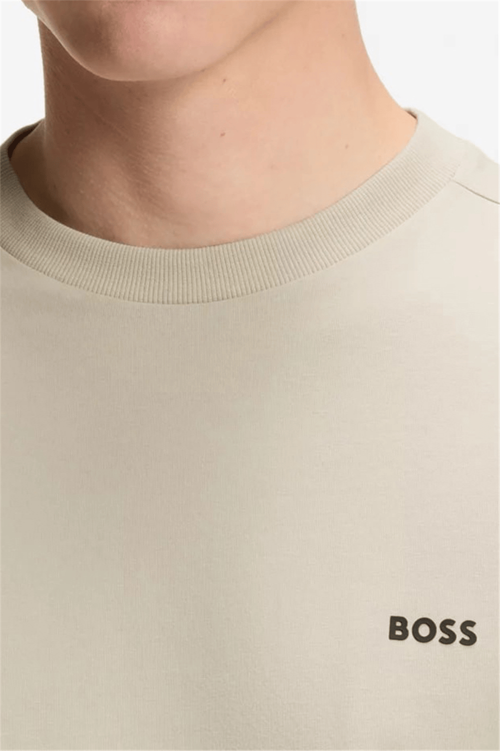 Boss Erkek Bisiklet Yaka T-Shirt Bej